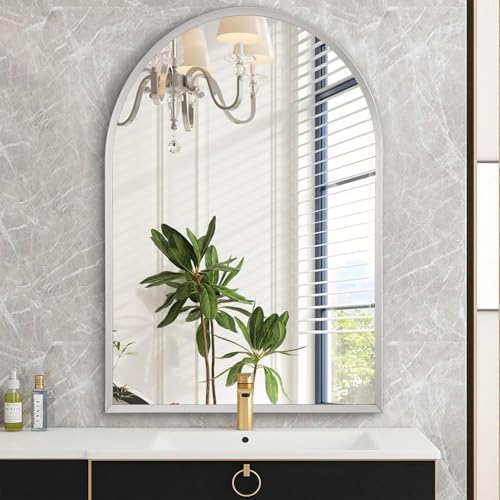 HLFMVWE Gewölbte Spiegel für Wand, 50 x 70CM Bogen Bad Spiegel, für Eingang Wohnzimmer Eitelkeit Schlafzimmer Mantel Flure Home Decor Aluminiumlegierung Rahmen von HLFMVWE