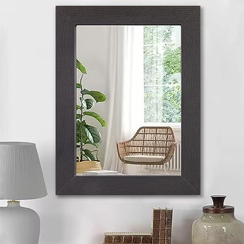 HLFMVWE Schwarze Spiegel für Wand Rechteck Vintage Rustikalen Holz Gerahmt Spiegel Große 50 x 40 cm Dekorative Antike Wandspiegel Bauernhaus für Wohnzimmer Schlafzimmer Badezimmer Breite Trim von HLFMVWE