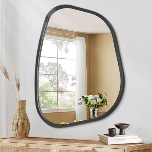 HLFMVWE Schwarzer asymmetrischer Spiegel Unregelmäßiger ovaler Wandspiegel Moderner Holzrahmen Einzigartige Form an der Wand Spiegel Dekorativ für Wohnzimmer Schlafzimmer Badezimmer HLFMVWE Schwarzer asymmetrischer Spiegel Unregelmäßiger ovaler Wandspiegel Moderner Holzrahmen Einzigartige Form an der Wand Spiegel Dekorativ für Wohnzimmer Schlafzimmer Badezimmer von HLFMVWE