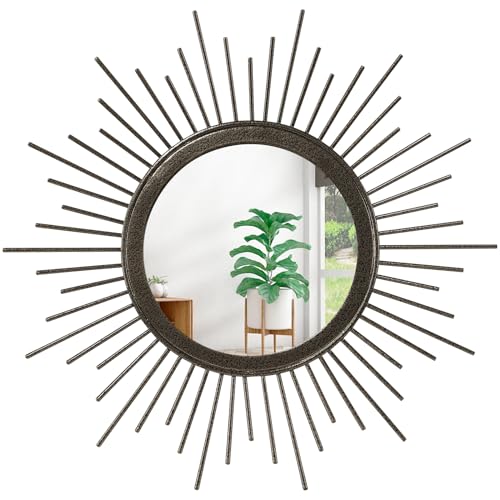 HLFMVWE Sunburst Speichen Spiegel für Wand Boho Home Runde Wandkunst Spiegel Klassischer Metall Modern Hängespiegel Wohnzimmer Flur Badezimmer Schlafzimmer Büro Schminktisch Eingang HLFMVWE Sunburst Speichen Spiegel für Wand Boho Home Runde Wandkunst Spiegel Klassischer Metall Modern Hängespiegel Wohnzimmer Flur Badezimmer Schlafzimmer Büro Schminktisch Eingang von HLFMVWE