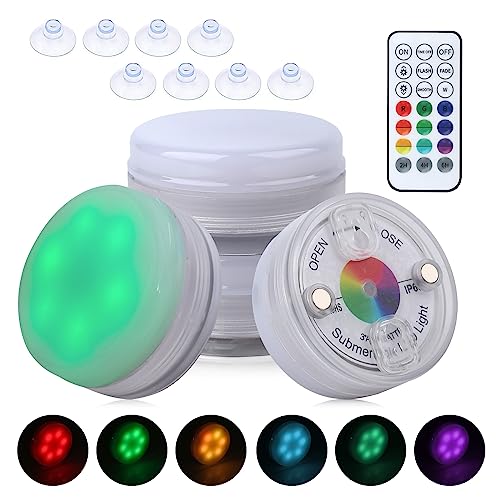 HLFVLITE Poolbeleuchtung Unterwasser Licht Magnetisch mit Timer RGB Farbewechsel, IP68 Poollampe Led-Unterwasserleuchte mit Fernbedienung, Saugnapf für Schwimmbad, Brunnen, Teich, Aquarium (4 Stück) von HLFVLITE