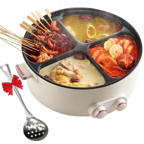Multifunktionaler Elektroherd mit vier Kochfeldern, multifunktionaler Haushalts-Hotpot mit vier Kochfeldern, 6 l Fassungsvermögen, unabhängige Temperaturregelung auf beiden Seiten von HLGKBY