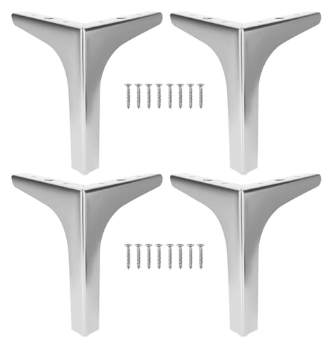 HLHLH 4er-Set Möbelbeine, Moderne Metall-Dreieck-Sofabeine, Hochleistungs-DIY-Ersatzmöbelfüße, for Couch, Schrank, Kleiderschrank, Stuhl, Ottomane, mit kostenlosen Schrauben(Silver,6" (15cm)) von HLHLH
