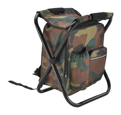 HLHLH Campingstuhl Klappstuhl Angelstuhl Outdoor Camping Picknick Tragbarer Thermokühler Isolierter Rucksack Campingstuhl Reisemöbel(Camouflage) von HLHLH