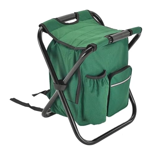 HLHLH Campingstuhl Klappstuhl Angelstuhl Outdoor Camping Picknick Tragbarer Thermokühler Isolierter Rucksack Campingstuhl Reisemöbel(Green) von HLHLH