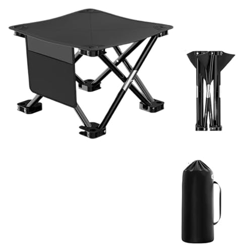 HLHLH Campingstuhl Picknickhocker Camping Leicht zu tragender Klapphocker Tragbarer Leichter Angelstuhl Klappstuhl Campinghocker(Black,Large) von HLHLH
