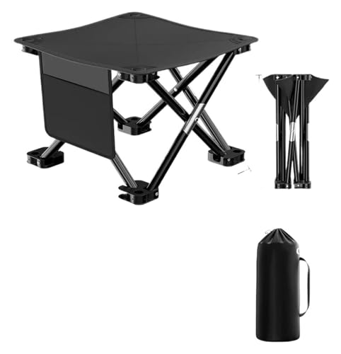 HLHLH Campingstuhl Picknickhocker Camping Leicht zu tragender Klapphocker Tragbarer Leichter Angelstuhl Klappstuhl Campinghocker(Black,Small) von HLHLH
