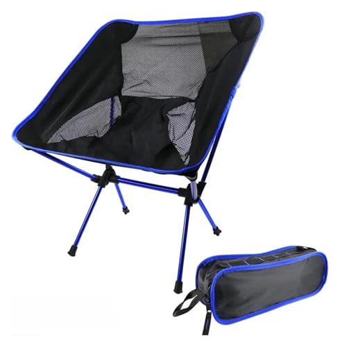 HLHLH Campingstuhl Tragbarer Lazy Back Chair Hochwertiger Klappstuhl aus Leichter Aluminiumlegierung for den Außenbereich, Moon Chair, Camping, Camping-Klappstuhl(Deep Blue) von HLHLH