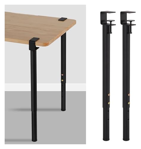 HLHLH F-förmige, anklemmbare, einfach zu montierende Tischbeine ohne Bohren, verstellbare Möbelbeine, einstellbare Höhe 65–95 cm(Black,2pcs) von HLHLH