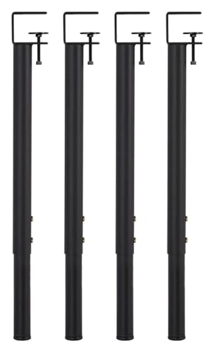 HLHLH F-förmige, anklemmbare, einfach zu montierende Tischbeine ohne Bohren, verstellbare Möbelbeine, einstellbare Höhe 65–95 cm(Black,4pcs) von HLHLH