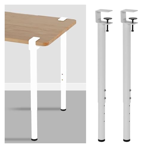 HLHLH F-förmige, anklemmbare, einfach zu montierende Tischbeine ohne Bohren, verstellbare Möbelbeine, einstellbare Höhe 65–95 cm(White,2pcs) von HLHLH