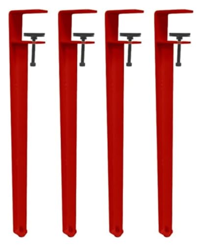 HLHLH Tischbeine mit Metallklemme for Couchtisch und Bar, F-förmiger Esstischfuß mit Bodenschonern, verstellbar und ohne Stanzen(Red,40cm(15.7in)) von HLHLH