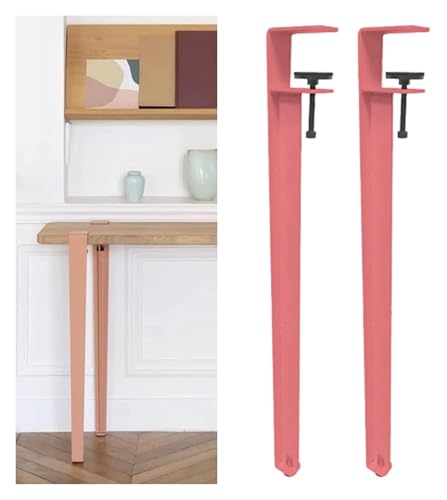 HLHLH Verstellbare Tischbeine aus Eisen, 2 Stück, abnehmbar, DIY for Esstischbeine in F-Form, ohne Stanzdesign(Pink,71cm) von HLHLH