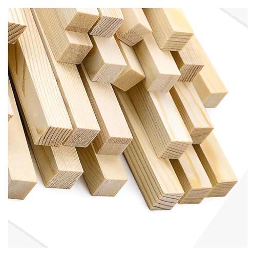 Quadratische Holzdübelstange, unbehandelte Kiefernholzstäbe, natürliche lange Dübelstreifen-Holzstäbe, 20 cm Länge, 3 cm Dicke, 4er-Pack(3x3cm) von HLHLH