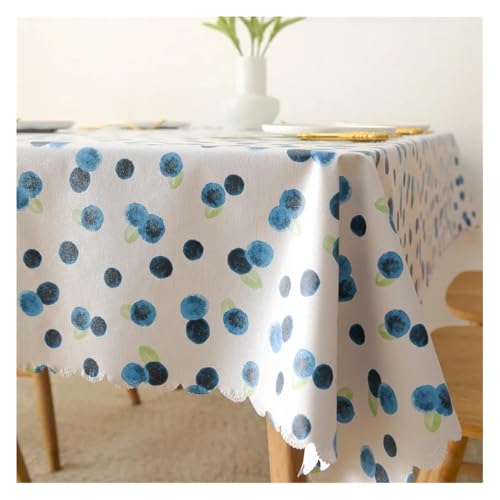 wasserdichte Tischdecke PVC Quadratische Rechteckige wasserdichte Tischplattenabdeckung Ölbeständige abwischbare Tischdecken(Blueberry Pattern,60x120cm) von HLHLH