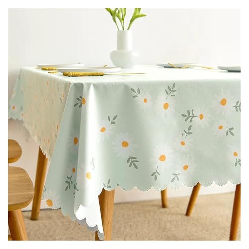 wasserdichte Tischdecke PVC Quadratische Rechteckige wasserdichte Tischplattenabdeckung Ölbeständige abwischbare Tischdecken(Daisy Pattern,90x150cm) von HLHLH