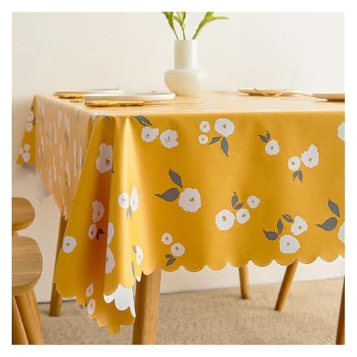 wasserdichte Tischdecke PVC Quadratische Rechteckige wasserdichte Tischplattenabdeckung Ölbeständige abwischbare Tischdecken(Gardenia Pattern,120x120cm) von HLHLH