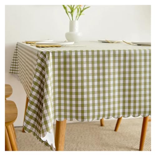 wasserdichte Tischdecke PVC Quadratische Rechteckige wasserdichte Tischplattenabdeckung Ölbeständige abwischbare Tischdecken(Green Grid,120x120cm) von HLHLH