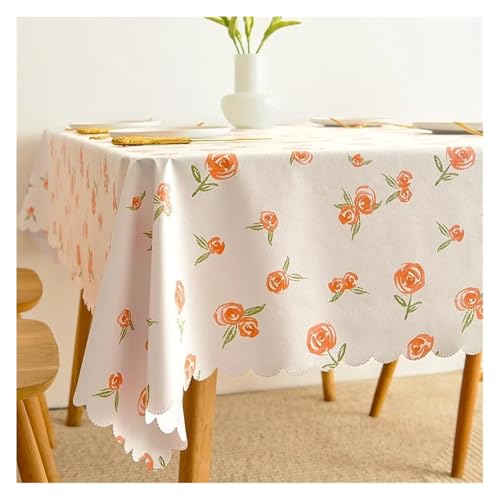 wasserdichte Tischdecke PVC Quadratische Rechteckige wasserdichte Tischplattenabdeckung Ölbeständige abwischbare Tischdecken(Rose Pattern,90x90cm) von HLHLH