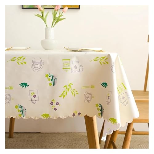 wasserdichte Tischdecke PVC Quadratische Rechteckige wasserdichte Tischplattenabdeckung Ölbeständige abwischbare Tischdecken(Tableware Pattern,120x160cm) von HLHLH