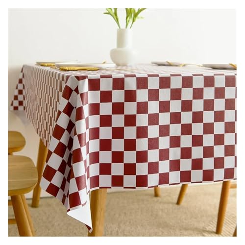 wasserdichte Tischdecke PVC Quadratische Rechteckige wasserdichte Tischplattenabdeckung Ölbeständige abwischbare Tischdecken(Wine White,120x120cm) von HLHLH