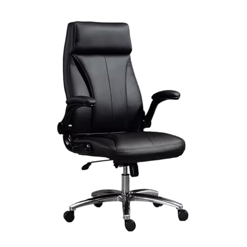 Bürokorte Schreibtischstuhl for Heimcomputer mit hoher Rückenlehne aus Leder mit gepolsterten, hochklappbaren Armlehnen, verstellbarer, drehbarer, rollender ergonomischer Stuhl, Chefsessel Spielstuhl( von HLHLOP777