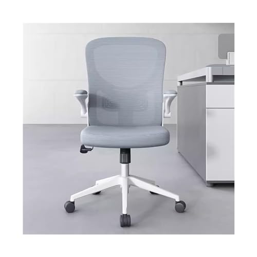 HLHLOP777 Bürokorte Bürostuhl, einfacher moderner Personalstuhl, drehbar, mit Armlehnen, Rückenlehne, Netzstoff, Salon-Verhandlungsstuhl Spielstuhl(Grigio) von HLHLOP777