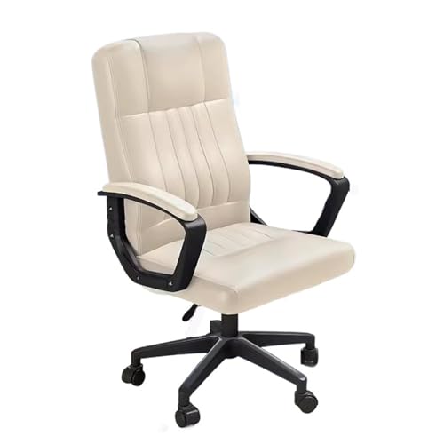 HLHLOP777 Bürokorte Bürostuhl, ergonomischer Bürostuhl aus PU-Leder, höhenverstellbar, drehbar, rollbar, Arbeits- und Studienstuhl for den Konferenzraum im Homeoffice Spielstuhl(Weiß) von HLHLOP777