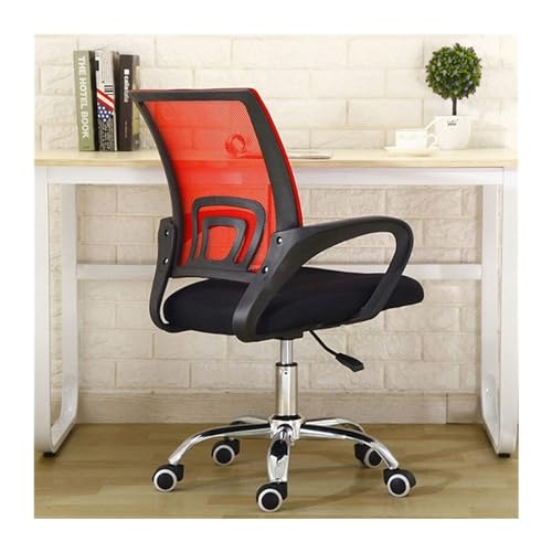 HLHLOP777 Bürokorte Computerstuhl Konferenz Bürostuhl Rückenlehne Einfacher Heimstudienstuhl Bequemer drehbarer mobiler Stuhl Spielstuhl(Red+Black) von HLHLOP777
