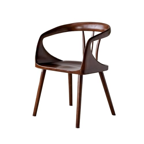 HLHLOP777 Esszimmerstühle Esszimmerstuhl aus massivem Holz mit Armlehne und Rückenlehne, moderner minimalistischer Kaffeestuhl, Wohnzimmer-/Küchenmöbel Esszimmerstuhl-Set(Walnut Color) von HLHLOP777