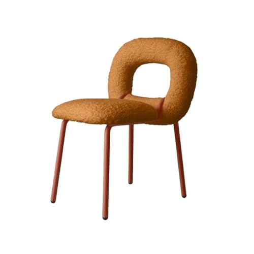 HLHLOP777 Esszimmerstühle Modern Boucle Dining Chairs, Kitchen & Dining Room Chairs, Backrest Upholstered Dining Chairs with Metal Legs Esszimmerstuhl-Set(Orange) von HLHLOP777