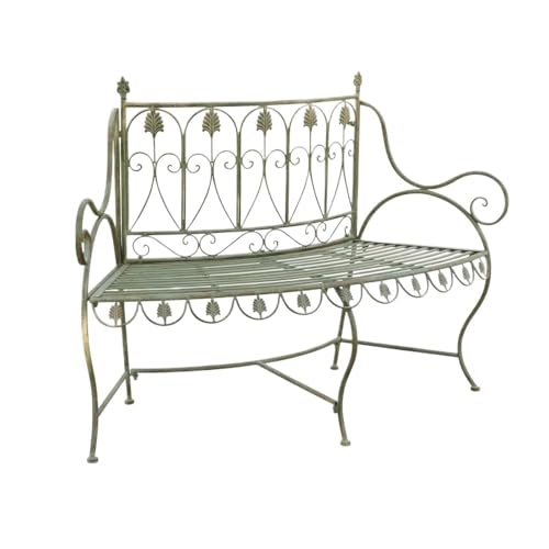 HLHLOP777 Gartenbank Gartenbank im Vintage-Stil, Grün, mit Rückenlehne, Doppelsitzbank aus Eisen for den Außenbalkon, for Veranda, Hof, Terrasse, Park Parkbank für draußen von HLHLOP777