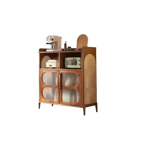 HLHLOP777 Lagerschrank Massivholz Rattan Sideboard Wohnzimmer Lagerschrank Eingangsbereich Doppeltür Speisekammer Schrank Sideboard Buffetschrank von HLHLOP777