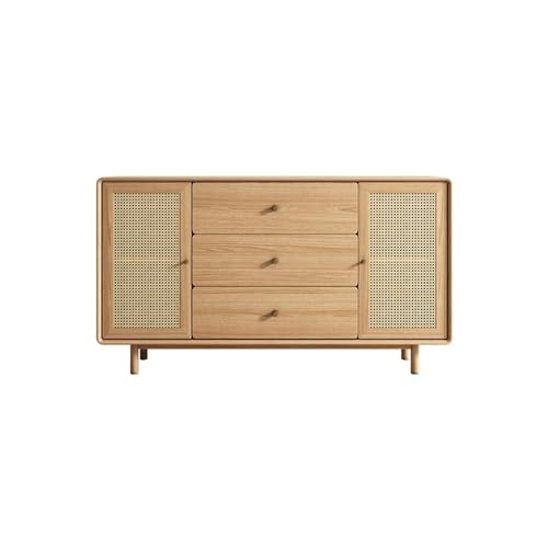 HLHLOP777 Lagerschrank Sideboard aus massivem Holz, Wohnzimmer, Rattan-Geflecht, Aufbewahrungsschrank an der Wand, Eingangsschrank, Esszimmerkommode Sideboard Buffetschrank von HLHLOP777