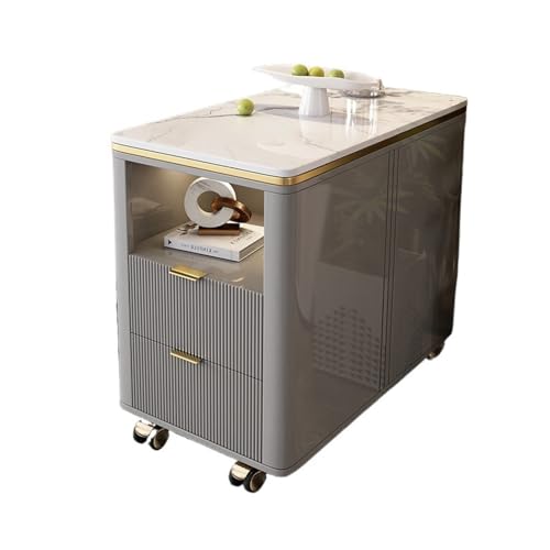 HLHLOP777 Lagerschrank Sofa Sideboard Helles Luxus Schiefer Lagerschrank Abnehmbares Sideboard Anrichte Wohnzimmer mit Schubladen(Grigio,40x80x65cm) von HLHLOP777