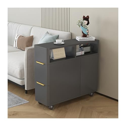 HLHLOP777 Lagerschrank Ultraschmaler Beistelltisch Sofa Sideboard Seitenschränke Abnehmbarer Couchtisch Ecktisch Schmaler Schrank Sandwichschrank(Grigio,Klein) von HLHLOP777