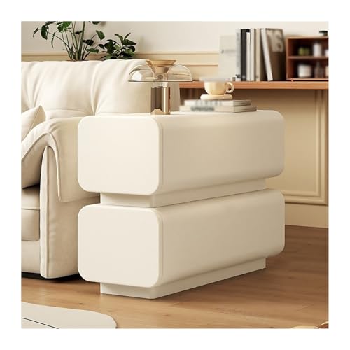 HLHLOP777 Lagerschrank Ultraschmales Sofa-Sideboard, leichtes Luxus-Premium-Gefühl, Massivholz, kleines Haushalts-Wohnzimmer-Sandwich-Sideboard, einfacher moderner Beistelltisch(Beige) von HLHLOP777