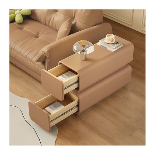 HLHLOP777 Lagerschrank Ultraschmales Sofa-Sideboard, leichtes Luxus-Premium-Gefühl, Massivholz, kleines Haushalts-Wohnzimmer-Sandwich-Sideboard, einfacher moderner Beistelltisch(Bruin) von HLHLOP777