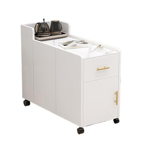 HLHLOP777 Lagerschrank Wohnzimmer Rock Slab Sofa Sideboard Licht Luxus Seite Lagerung Tisch Einfache Moderne Ecktisch Kleiner Couchtisch(Weiß,80x40x75cm) von HLHLOP777
