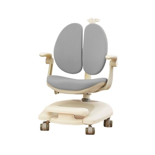 HLHLOP777 Schreibtische und Stühle Kinder-Schreibtischstuhl, höhenverstellbarer Stuhl, ergonomischer Stuhl, Kinder-Lernstuhl, drehbare Netz-Studentenstühle for 4–12 Jahre Arbeitszimmerstühle(Grigio) von HLHLOP777