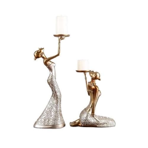 Kerzenleuchter EIN Paar Kreative Kerzenständer Ornamente Moderne Einfache Kerzenhalter Esstisch Hause Dekoration Ornamente Kerzenhalter(Silver,Klein) von HLHLOP777