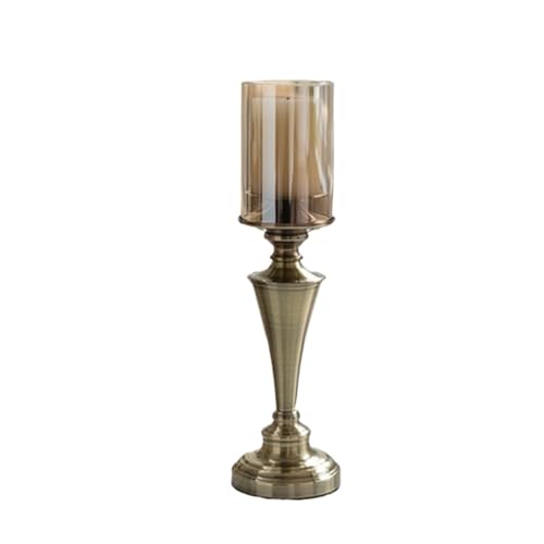 Kerzenleuchter Kreative Eisen Leuchter Mit Glas Abdeckung Hause Esstisch Dekoration Leuchter Ornamente Kerzenhalter(Klein) von HLHLOP777