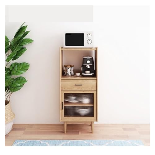 Lagerschrank Sideboard aus Massivholz, Wohnzimmer, Glasaufbewahrung, Speisekammer, Schrank, Eingangsbereich an der Wand, multifunktionaler Aufbewahrungs-Weinkühler Sideboard Buffetschrank(Walnut) von HLHLOP777