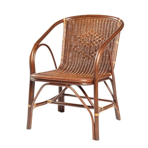 Rattanstuhl Eleganter Loungesessel aus natürlichem Rattan mit Armlehne und handgeflochtener Rückenlehne – perfekt for den Innen- und Außenbereich, Rattan-Bistrostuhl for Terrasse oder Garten Moderner von HLHLOP777