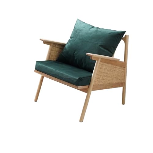 Rattanstuhl Rattan-Lesestuhl – Sofastuhl aus Holz und Rattangeflecht im japanischen Stil for kleine Räume – bequemer Rattan-Loungesessel for Wohnzimmer, Schlafzimmer oder Balkon Moderner Akzentstuhl f von HLHLOP777