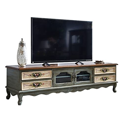 TV-Ständer Elegante rustikale TV-Konsole, Retro-TV-Ständer, Entertainment-Center mit handbemaltem, langlebigem TV-Medienkonsolenschrank mit viel Stauraum Fernsehständer(Size:200*50*50CM) von HLHLOP777