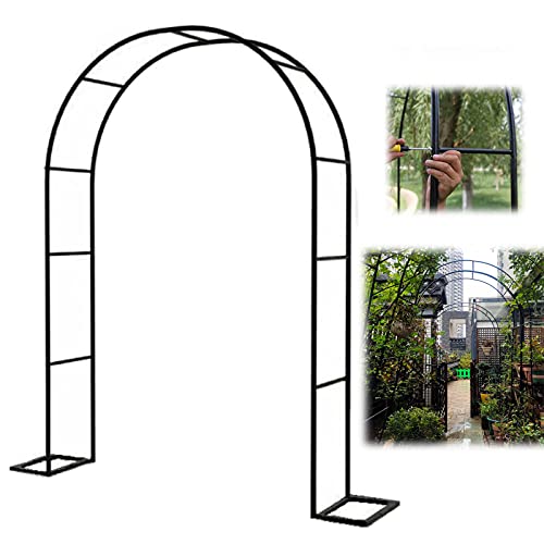 HLILY Garten-Rosenbogen aus Metall Schwarz 240 cm - Garten Rankgitter Rosenhilfe für Kletterpflanzen Pergola Spalier Rosen Bogen, Pulverbeschichtetem Stahl, 1.2m 1.8m 2.2m 2.4m von HLILY