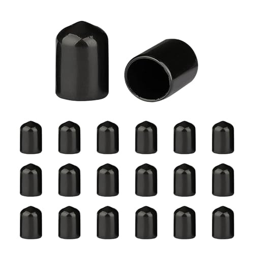 HLIWS 200 Stück 12 mm Gummi Endkappen - Flexible Endkappen, Vinyl-Rundrohr-Bolzenkappen, Bolzengewinde Beschützer, Für Schrauben, Rundrohre (Tiefe ca：20.6 mm, Schwarz) von HLIWS