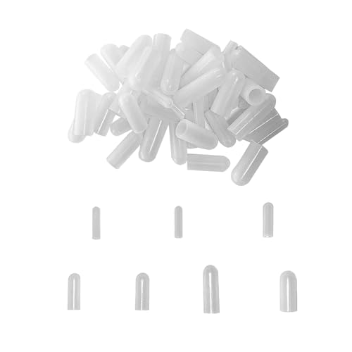 HLIWS 70 PCS 7 Größen Runde Gummi-Endkappen,Hochtemperaturbeständig Rundrohr-Bolzenkappe, Transparent Schraubgewinde-Protektoren, PVC, Gewindeschutz, Für Rohrpfosten,Rohrstangenabdeckung,Metallrohre von HLIWS