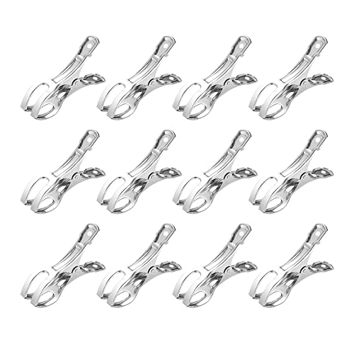 HLIWS Große hängende Stöpsel-12 pcs Handtuch Klammer,Edelstahl Strand Handtuch Clips,Windbeständig,für Strandtuch,Bettwäsche und Dicke Kleidung(11 * 6cm) von HLIWS